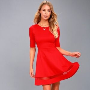 Lulus Red Mesh Skater Dress
